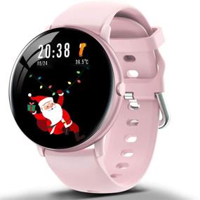 img 4 attached to 🌸 Women's Pink Smartwatch: Full Touch Fitness Tracker with Body Temperature Monitor, IP67 Waterproof, Call Reminder, Heart Rate Counter, Sleep Monitor - Compatible with iOS and Android Phones