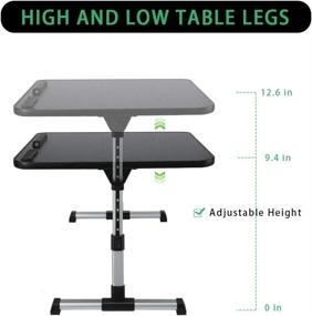 img 1 attached to 🖥️ Black Adjustable Laptop Bed Desk - Portable Foldable Lap Desks with Standing Option, for Eating, Working, Writing, Drawing