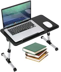 img 3 attached to 🖥️ Black Adjustable Laptop Bed Desk - Portable Foldable Lap Desks with Standing Option, for Eating, Working, Writing, Drawing