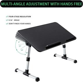 img 2 attached to 🖥️ Black Adjustable Laptop Bed Desk - Portable Foldable Lap Desks with Standing Option, for Eating, Working, Writing, Drawing