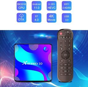 img 3 attached to 2021 Android TV Box with 4GB RAM, 32GB ROM, RK3318 4-Core Processor, Mali-450 GPU, 4K UHD, USB 3.0, Bluetooth 4.0, 2.4G/5G WiFi, 100M, Smart TV Box with Backlit Mini Wireless Keyboard 2.4G