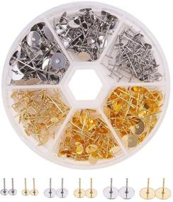 img 4 attached to 300pcs 3 Size Blank Earring Pins 304 Stainless Steel Peg Post Ear Studs Earrings Posts Flat Pad for Jewelry Making, Golden and Stainless Steel Color - PH PandaHall SEO-optimized Findings