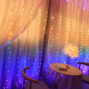 img 1 attached to 🌈 Twinkle Fairy Rainbow Curtain Lights: 280 LEDs, 8 Modes, USB Plug-in, Perfect for Indoor Outdoor DIY Party Garden Home Festival Holiday Decorations