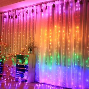 img 3 attached to 🌈 Twinkle Fairy Rainbow Curtain Lights: 280 LEDs, 8 Modes, USB Plug-in, Perfect for Indoor Outdoor DIY Party Garden Home Festival Holiday Decorations