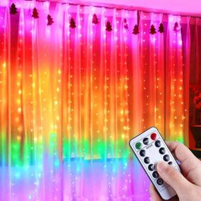 img 4 attached to 🌈 Twinkle Fairy Rainbow Curtain Lights: 280 LEDs, 8 Modes, USB Plug-in, Perfect for Indoor Outdoor DIY Party Garden Home Festival Holiday Decorations