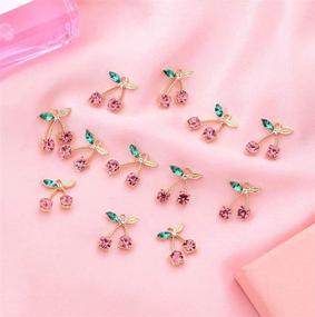 img 2 attached to 🍒 FatCat Wall Graphics 16-Piece Cherry Fruit Charm Pendants for DIY Jewelry Making: Perfect for Girls & Women's Necklace and Earrings