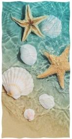 img 3 attached to 🌊 Senya Soft Hand Towels with Starfish and Seashell Pattern - Beach & Hotel Bathroom Gym Essentials 30” x 15”