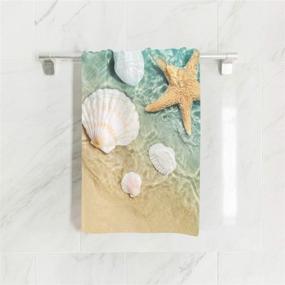 img 2 attached to 🌊 Senya Soft Hand Towels with Starfish and Seashell Pattern - Beach & Hotel Bathroom Gym Essentials 30” x 15”