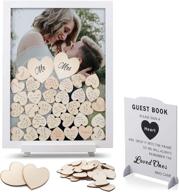 📚 glm wedding guest book alternative: drop top frame with 85 hearts, 2 large hearts, and sign - perfect for weddings, baby showers, and funerals (white) логотип