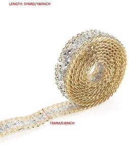 img 1 attached to 💎 5 Yard 15mm Rhinestone Ribbon with Gold Edge, Silver Diamond Wrap Roll for Wedding Party Floral Arrangements - HEEPDD Rhinestone Ribbon Decoration