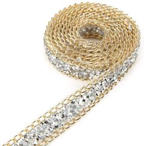 img 4 attached to 💎 5 Yard 15mm Rhinestone Ribbon with Gold Edge, Silver Diamond Wrap Roll for Wedding Party Floral Arrangements - HEEPDD Rhinestone Ribbon Decoration