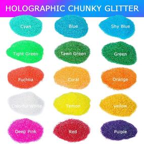 img 3 attached to 15 Colors Rainbow Holographic Resin Glitter Set - Ultra Fine Craft Glitter for Tumbler, Slime, Resin Arts, DIY, Nail Art - Each 0.35oz