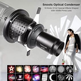 img 3 attached to 💡 Enhance Studio Flash Lighting with Fotoconic Bowens Mount Optical Snoot Spotlight Concentrator: 85mm Lens, Integrated Graphics Adjustment, and 8 Round Gobos