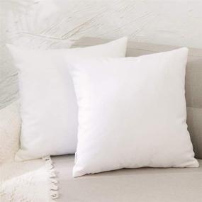 img 4 attached to 🛋️ NATUS WEAVER 14x14 White Mini Pillowcase - Faux Linen Square Decorative Throw Cushion Cover with Hidden Zipper for Kids