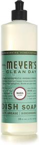 img 3 attached to 🍃 Pack of 3 Mrs. Meyer's Clean Day Basil Scent Dishwashing Liquid Dish Soap - Cruelty Free Formula, 16 oz