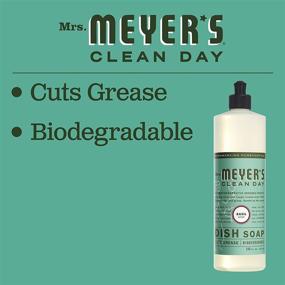 img 1 attached to 🍃 Pack of 3 Mrs. Meyer's Clean Day Basil Scent Dishwashing Liquid Dish Soap - Cruelty Free Formula, 16 oz