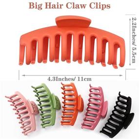 img 2 attached to 💇 4 Pieces Big Hair Clips: 4.3 Inch Claw Clips for Long Thick Hair - Strong Hold Hair Barrettes for Women and Girls – Color A