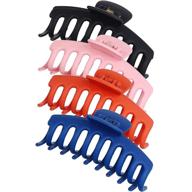 💇 4 pieces big hair clips: 4.3 inch claw clips for long thick hair - strong hold hair barrettes for women and girls – color a logo