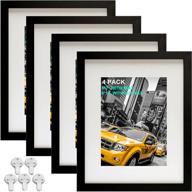 🖼️ set of 4 picture frames - display 5x7 photos with mat or 8x10 photos without mat - multi photo frames collage for wall or tabletop - black логотип