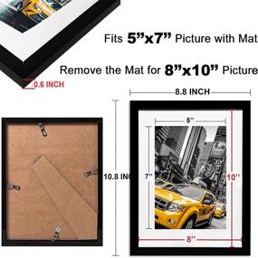 img 3 attached to 🖼️ Set of 4 Picture Frames - Display 5x7 Photos with Mat or 8x10 Photos Without Mat - Multi Photo Frames Collage for Wall or Tabletop - Black