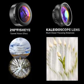 img 2 attached to 📸 LIERONT Phone Camera Lens for iPhone Samsung Huawei - 25X Telephoto Lens, 4K HD 0.65X Wide Angle Lens and 25X Macro Lens (Combined), 210° Fisheye Lens, Kaleidoscope Lens (Non-Pro Camera)