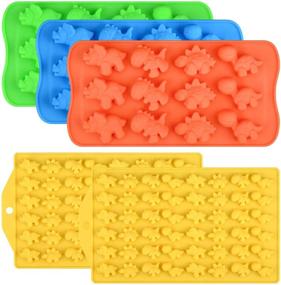 img 4 attached to 🦖 Set of 5 Dinosaur Candy Molds - Regular & Mini Size Silicone Gummy Molds BPA Free Nonstick, Including Triceratops, T-Rex, Stegosaurus, Brontosaurus