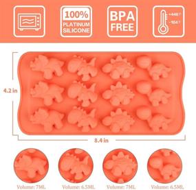 img 3 attached to 🦖 Set of 5 Dinosaur Candy Molds - Regular & Mini Size Silicone Gummy Molds BPA Free Nonstick, Including Triceratops, T-Rex, Stegosaurus, Brontosaurus