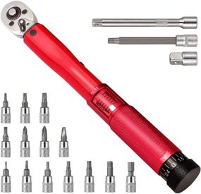 img 4 attached to 🚲 Bike Torque Wrench Set: 1/4 Inch Drive, 2-24 Nm, Complete Bicycle Tool Kit for MTB Mountain & Road Bikes with 3/8” Adapter - Includes Allen Key, Torx Sockets & Extension Bar
