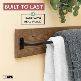 img 2 attached to 🔨 Ilyapa Farmhouse Decor Rustic Towel Bar - Barnwood & Black Metal Wall Mounted Towel Rack, Ideal for Bathroom