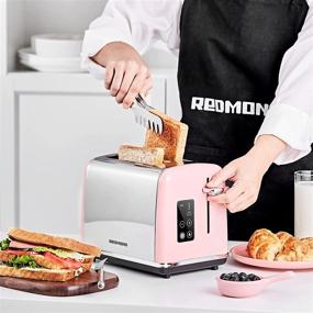 img 3 attached to 🍞 REDMOND Pink Toaster 2-Slice, Full Touch LED Display, Stainless Steel with Extra Wide Slot and Cancel Defrost Reheat Function, 6 Shade Settings, ST039