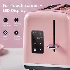 img 1 attached to 🍞 REDMOND Pink Toaster 2-Slice, Full Touch LED Display, Stainless Steel with Extra Wide Slot and Cancel Defrost Reheat Function, 6 Shade Settings, ST039