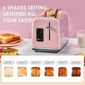 img 2 attached to 🍞 REDMOND Pink Toaster 2-Slice, Full Touch LED Display, Stainless Steel with Extra Wide Slot and Cancel Defrost Reheat Function, 6 Shade Settings, ST039