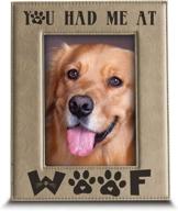 🐶 engraved leather picture frame - bella busta you had me at woof - ideal gift for dog lovers & pet owners - dog frame for pictures (vertical, 5"x 7") логотип