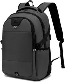 img 4 attached to 🎒 Water Resistant Laptop Backpack 15.6 Inch - Durable College Travel Daypack with USB Charging Port | Anti Theft | Best Gift for Men, Women, Boys, Girls, Students (Grey)