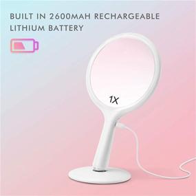img 1 attached to 💄 COSMIRROR Round Makeup Vanity Mirror: 62 LED Lights, 3 Dimmable Colors, Cordless Rechargeable Handheld Light Up Mirror (White)