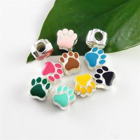 img 1 attached to 🐾 80pcs Mixed Enamel Cat Dog Paw Footprint Beads for European Charm Bracelet 11x11mm - Julie Wang