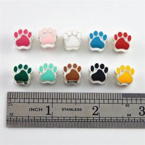 img 2 attached to 🐾 80pcs Mixed Enamel Cat Dog Paw Footprint Beads for European Charm Bracelet 11x11mm - Julie Wang