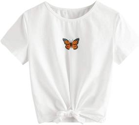 img 4 attached to 👗 Romwe Girls' Clothing: Casual Butterfly Sleeve for Ages 11-12