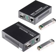 🔌 1.25g/s bidi gigabit single-mode fiber ethernet media converter (2pcs bidi sfp lc transceiver module included) - 10/100/1000base-tx to 1000base-sx smf rj45 to sfp slot, up to 30km logo