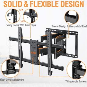 img 1 attached to 📺 Elived Full Motion TV Wall Mount Bracket 6-Arm Articulating for 42-70 Inch LED, LCD, OLED Flat Screen TVs – Swivel and Tilt TV Wall Mount, Supports VESA 600x400mm, 100 lbs. Load Capacity, Fits 12”/16” Studs