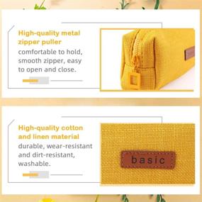 img 2 attached to 🖊️ Cotton Linen Pencil Case Organizer - iSuperb Student Stationery Bag, Office Storage Pouch, Coin Pouch, Cosmetic Bag