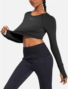 img 1 attached to 🏃 Stay Stylish and Active: BALEAF Women's Long Sleeve Crop Top for Running, Gym, and Yoga