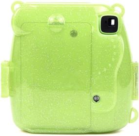 img 1 attached to 📷 Wolven Crystal Camera Case: Green, Adjustable Rainbow Shoulder Strap; Compatible with Fujifilm Mini 8, 8+, and 9 Camera