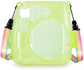 img 3 attached to 📷 Wolven Crystal Camera Case: Green, Adjustable Rainbow Shoulder Strap; Compatible with Fujifilm Mini 8, 8+, and 9 Camera