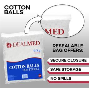 img 1 attached to 🧺 1000 Count Dealmed Medium Cotton Balls: Non-Sterile Bag with Zip-Lock for Skin Prep, Wound Cleansing, and DIY Needs