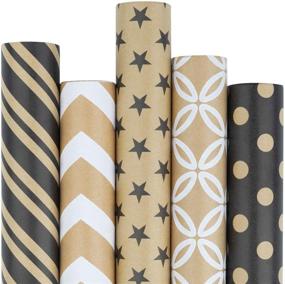 img 4 attached to RUSPEPA Black and White Geometry Kraft Wrapping Paper - Pack of 5 Rolls - Ideal for Congrats, Holidays & Any Occasion - 30 inches X 10 feet per Roll