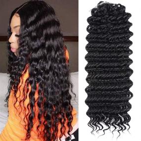 img 4 attached to 🌊 9 Packs Deep Wave Crochet Hair: Long-lasting Deep Twist Crochet Braid with Low Tempreture Kanekalon Synthetic Hair Extension - 15 Strands/Pack (14" 9 Packs, 4#)