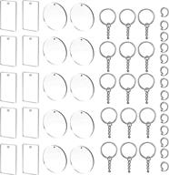 🔑 30 pcs clear acrylic keychain blanks - round & transparent acrylic plastic keychain charms - rectangle & circle blank discs for vinyl - includes 30 key chain rings - 2 inch size- perfect for diy projects and crafts logo