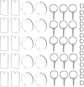 img 4 attached to 🔑 30 Pcs Clear Acrylic Keychain Blanks - Round & Transparent Acrylic Plastic Keychain Charms - Rectangle & Circle Blank Discs for Vinyl - Includes 30 Key Chain Rings - 2 Inch Size- Perfect for DIY Projects and Crafts