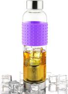 🍶 asobu 14 oz violet glass water bottle to-go with ice tea and coffee infuser for cold brew logo